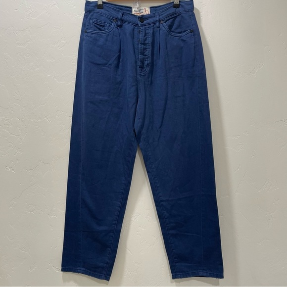 NWT Free People x Sandrine Rose Blue Cotton Linen Wide Leg Buckle Pants Size 28 - Picture 2 of 14